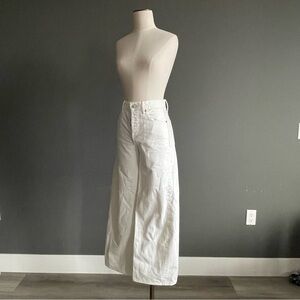 Buck Mason Jet Set White Wide Leg Jeans 24 High Rise Twill Minimal Modern French